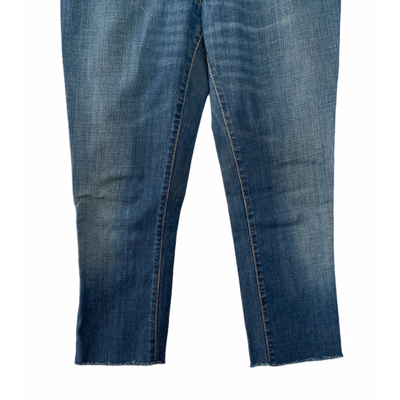 Acne Studios High Rise Jeans Frayed Hem Crop Blue Premium Denim Size 28 - Picture 3 of 9